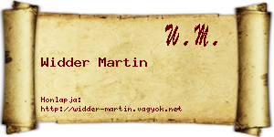 Widder Martin névjegykártya